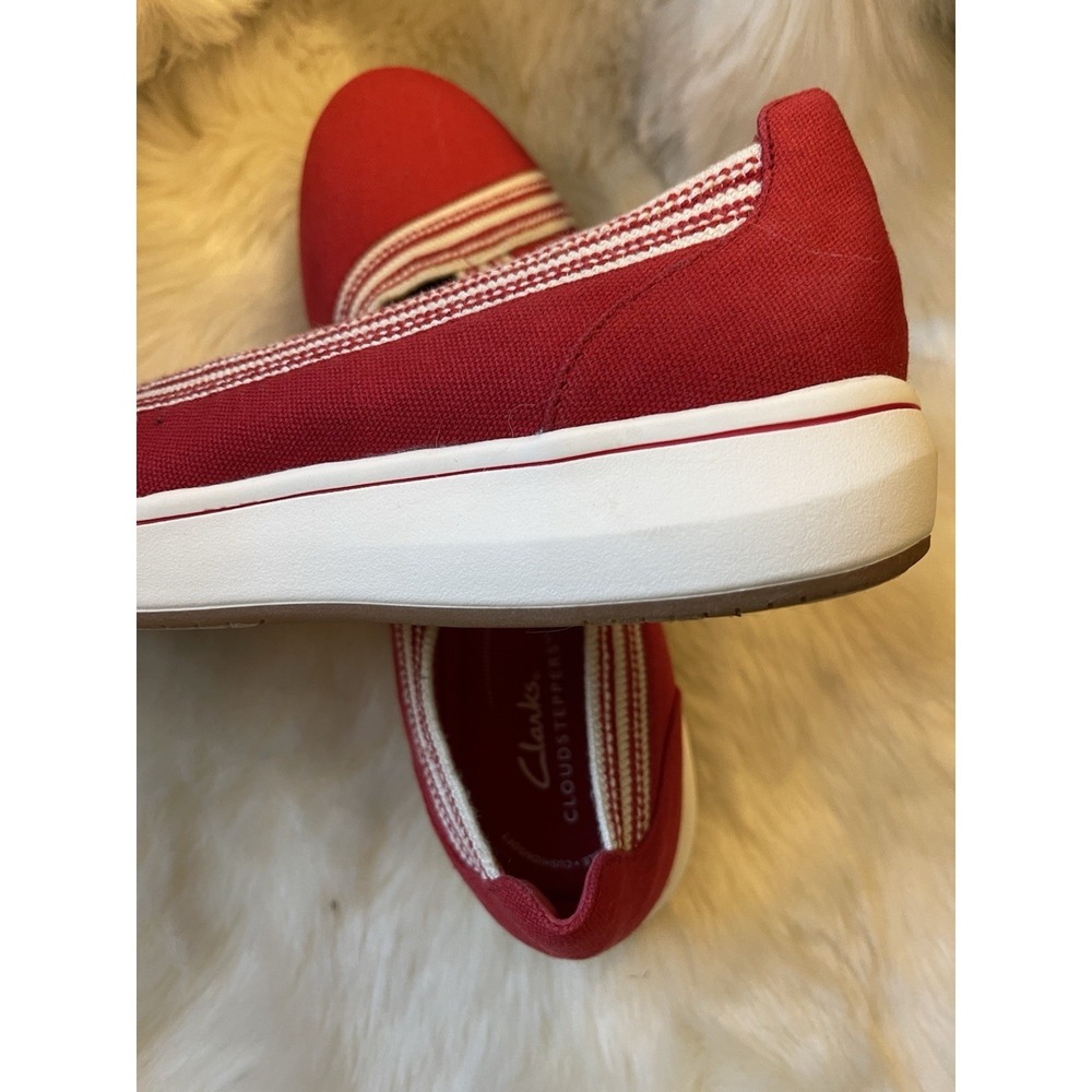 Clarks Cloudsteppers Red & White BreezeSky Air Women's Slip On 11 NWOB - Picture 7 of 11
